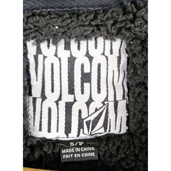 Volcom Jacket Mens Small Black Sherpa Lined Full Zip Hooded Long Sleeve Coat - Picture 4 of 12